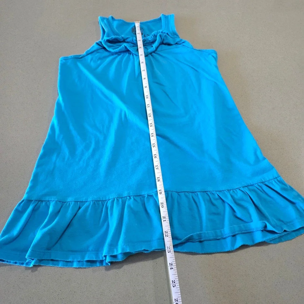 OshKosh Bgosh‎ Basics Girls Blue Ruffle Sleeveless Dress Size 12 Cotton Blend